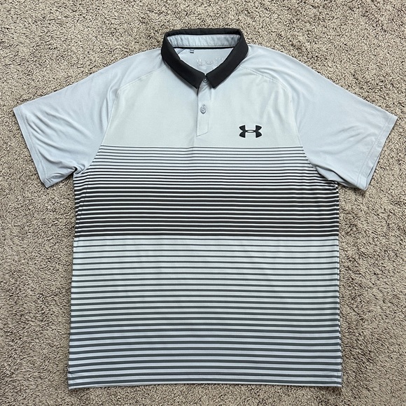 Under Armour Loose Men's Striped Polo Shirt Size L - Picture 1 of 8